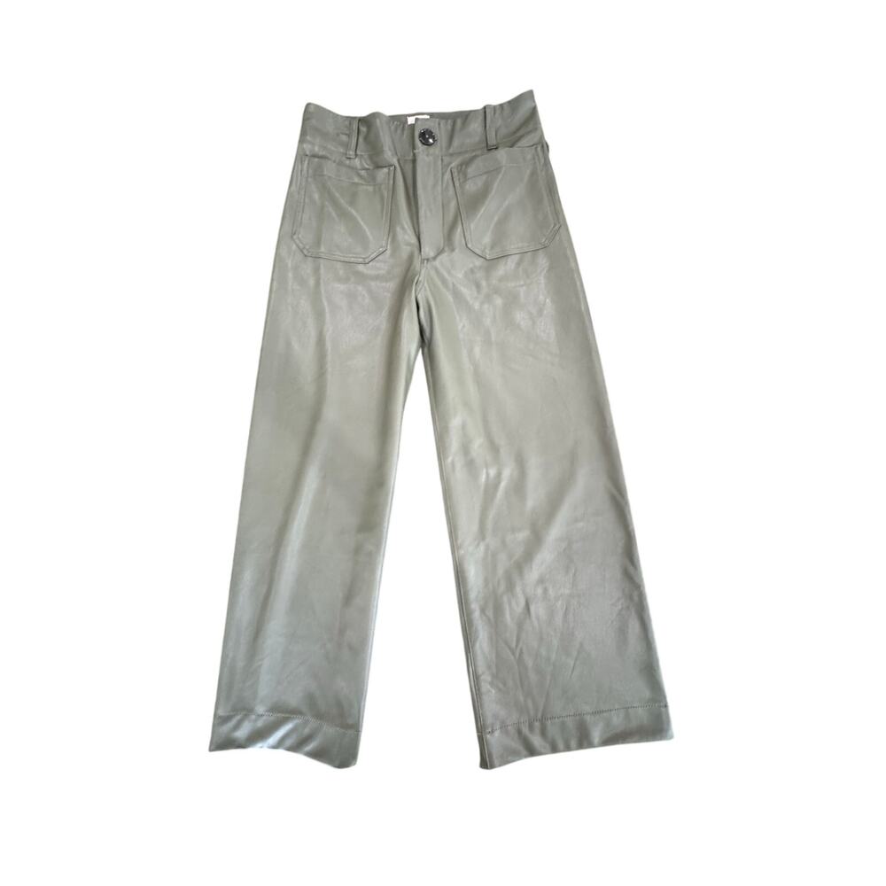 NEW w/Tags Anthropologie Maeve The Colette Wide-Leg Faux Leather Pants 27 Green - Picture 2 of 9